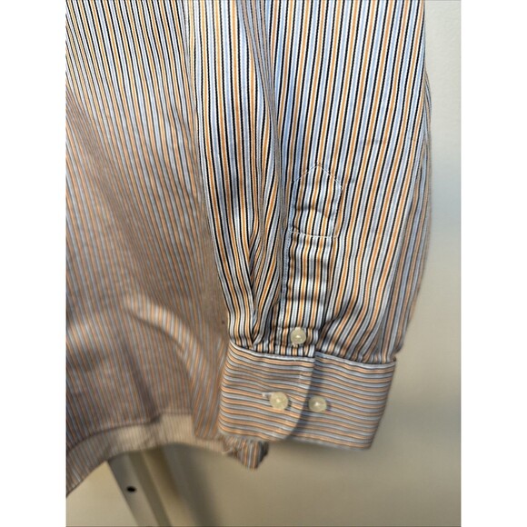 Saks 5th Ave Mens Dress Shirt Size Medium, Black Label, Stripe Button-Up $200 - Picture 3 of 5